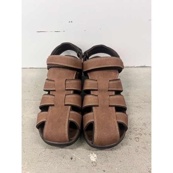 Dockers Byrd Outdoor Sport Fisherman Sandal Men's Dark Tan Leather Shoes - 14W - Picture 5 of 9